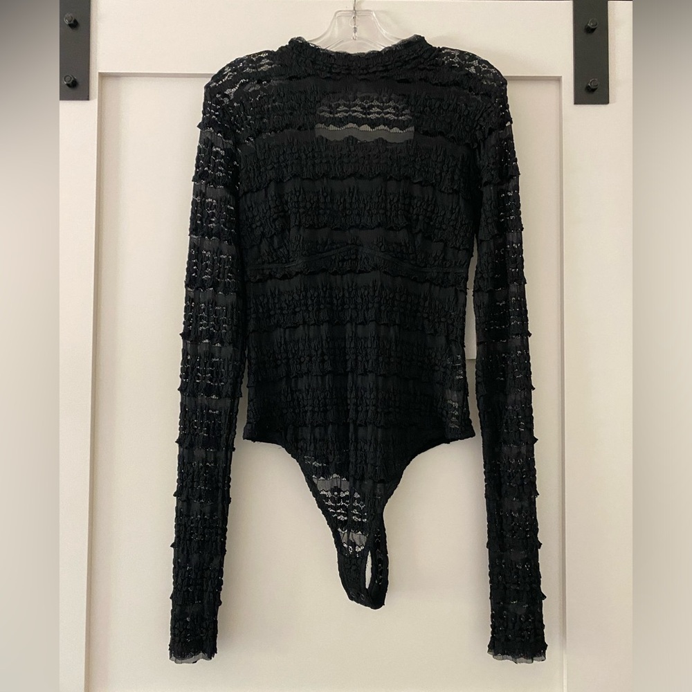 NWT Free People Lace Mock-neck Bodysuit, size large